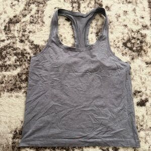 Lululemon Swiftly Tech Race Length Gray Striped Top